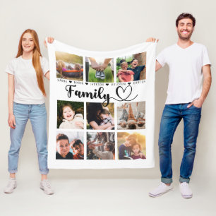 White Modern Family Erinnerungen Neun FotoCollage Fleecedecke