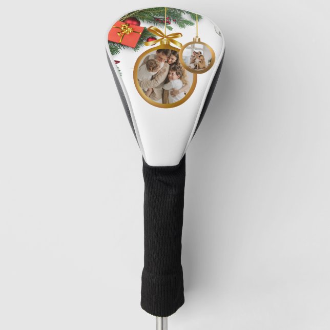 White Modern Frohe Weihnachts-Beste Treiber Golf Headcover (Vorderseite)
