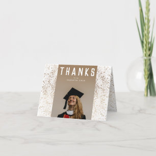 White Modern Gold Foil Botanicals Grad Foto Dankeskarte