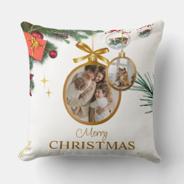 White Modern Merry Christmas Throw Kissen 20"