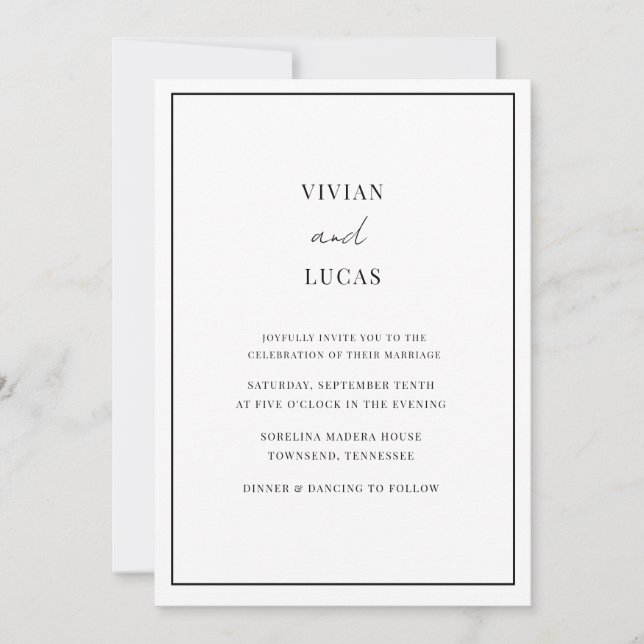 White Modern Minimal Wedding Einladung (Vorderseite)