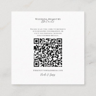 White Modern Minimal Wedding Registry QR Code Quadratische Visitenkarte