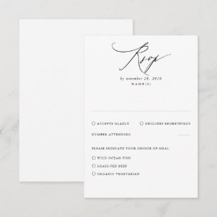 White Modern Minimal Wedding RSVP Card Karte
