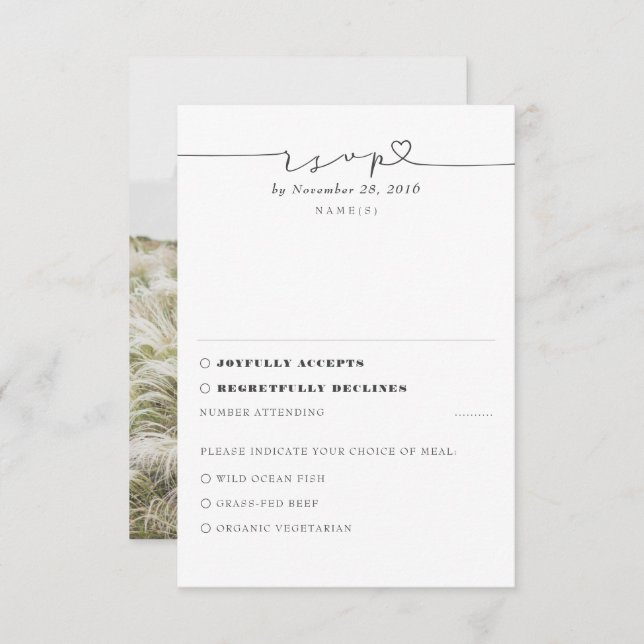 White Modern Minimal Wedding RSVP Foto (Vorne/Hinten)