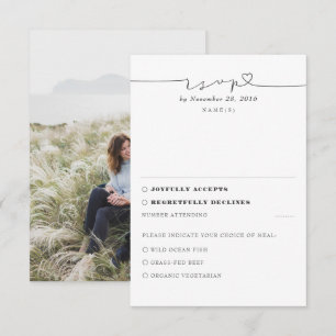 White Modern Minimal Wedding RSVP Foto Karte