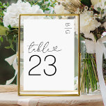 White Modern Monogram Wedding Tischnummer<br><div class="desc">Minimale Schwarz-Weiß-Tischnummern mit Ihren Initialen in der oberen rechten Ecke,  das Wort "Tisch" in einem eleganten Skript-Schriftart,  das ein Liebe Herz,  und die Zahl.</div>