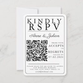 White Modern Photo RSVP Insert QR Code Karte