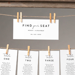 White Modern Script Hanging Seating Chart Header