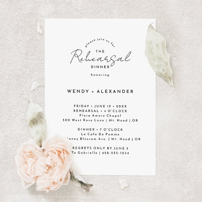 White Modern Script Hochzeit Probe Dinner Einladung (Von Creator hochgeladen)