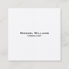 White Modern Trendy Karos Minimalistisch Beruflich Quadratische Visitenkarte