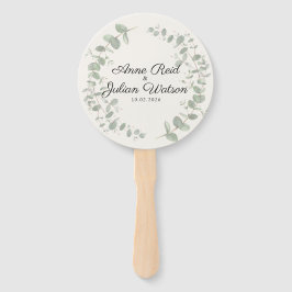 White Modern Wedding with Eucalyptus leaves Fächer