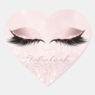 White Monogram Girly Glitzer Pink Lashes Herz Herz-Aufkleber