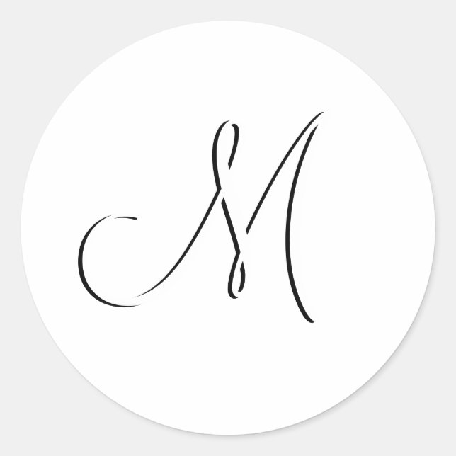 White Monogram M Wedding Invitation Siegel Runder Aufkleber (Vorderseite)