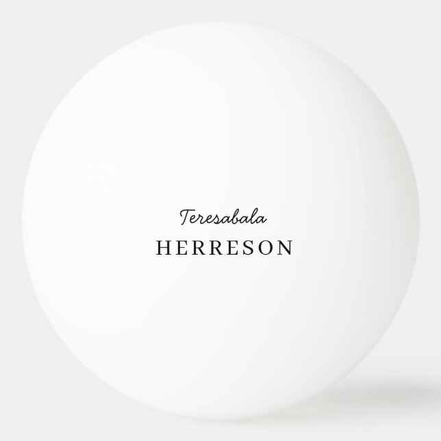 White Monogram Modern Minimalist Stylish Design Tischtennisball (Vorderseite)