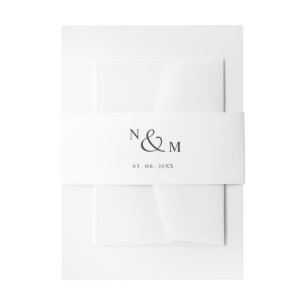 White Monogram Modern Simple Wedding Einladungsbanderole