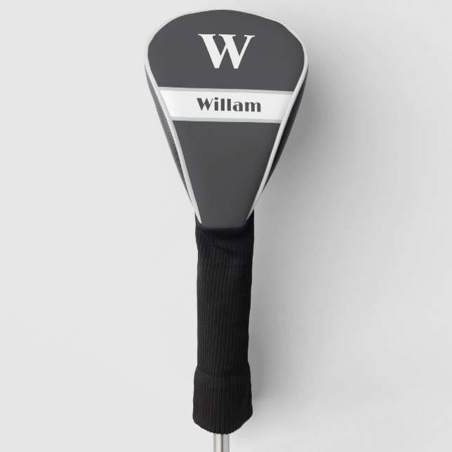 White Monogram Name Golf Head Cover Headcover (Vorderseite)