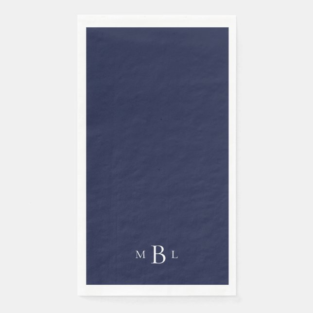 White Monogram Navy Hochzeit Napkins Serviette (Vorderseite)