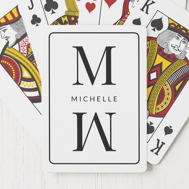 White Monogram Simple Elegant Initial Modern Name Spielkarten (White Monogram Simple Elegant Initial Modern Name Poker Cards)