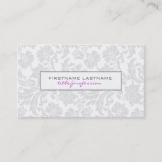 White Monotones Clean Floral Damasks 2 Visitenkarte