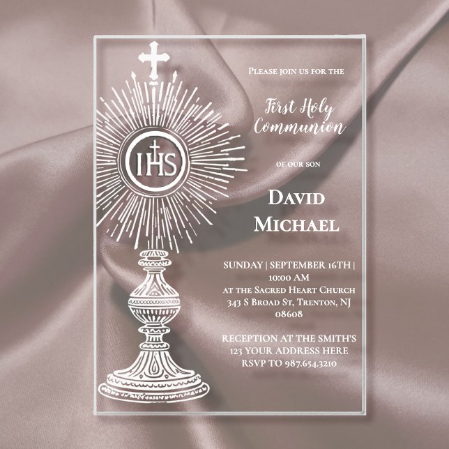 white monstrance design | First Holy Communion Acryleinladungen (Von Creator hochgeladen)