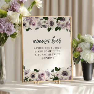 White Moody Anemone und Lila Mimosa Bar Poster