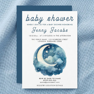 White Moon & Stars Baby Dusche Nachthimmel Einladung