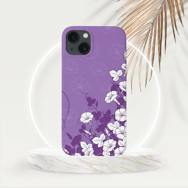 White Morning Gloria Ristorante della Carrà Lila Case-Mate iPhone Hülle (White Morning Glory Flowering Vine with Purple Background Phone Case)