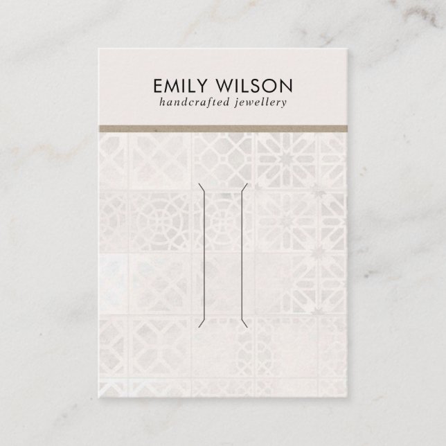 WHITE MOROCCAN TILE TEXTURE HAIR CLIP DISPLAD CARD VISITENKARTE (Vorderseite)