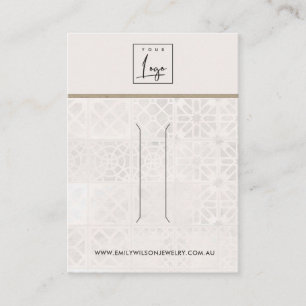 WHITE MOROCCAN TILE TEXTURE HAIR CLIP DISPLAD CARD VISITENKARTE