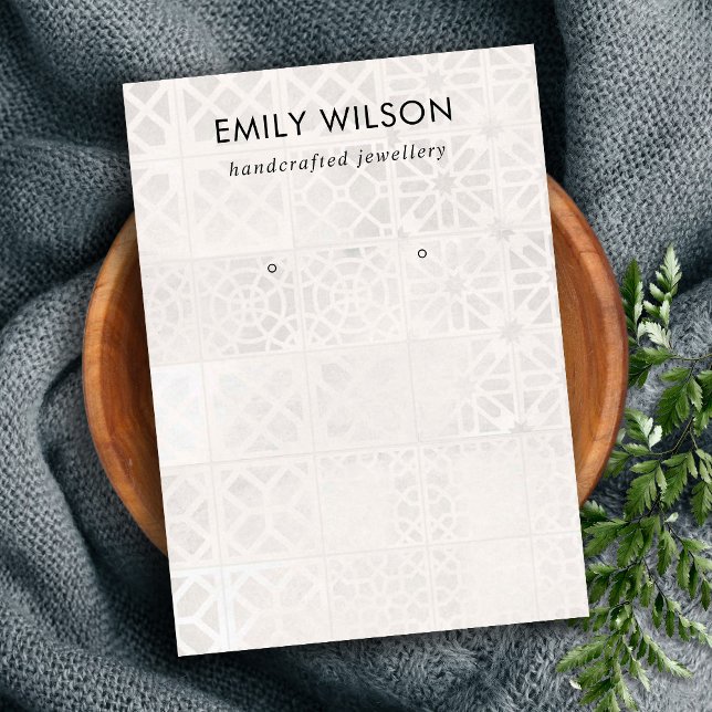 WHITE MOROCCAN TILE TEXTURE STUD EARRING DISPLAPLA VISITENKARTE (Von Creator hochgeladen)