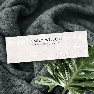 WHITE MOROCCAN TILE TEXTURE STUD EARRING DISPLAY MINI VISITENKARTE