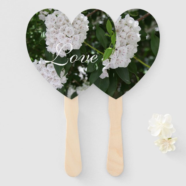 White Mountain Laurel Wedding Paddle Fan Fächer (Vorne und Hinten)