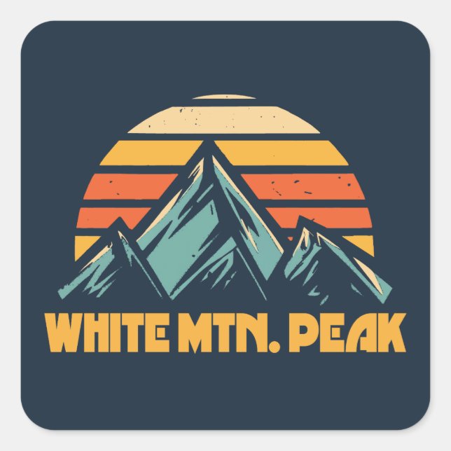 White Mountain Peak California Retro Türkis Quadratischer Aufkleber (Vorderseite)