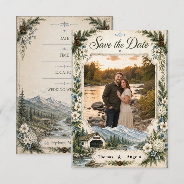 White Mountains Gateway Maine Foto Save The Date (Vorne/Hinten)