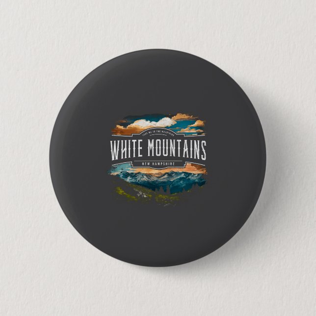 White Mountains New Hampshire Hiking Outdoors Vint Button (Vorderseite)