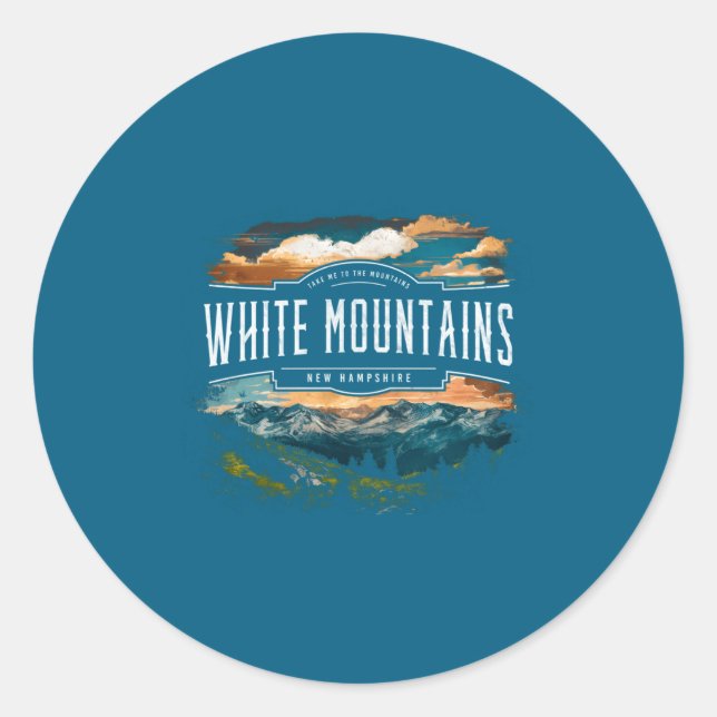 White Mountains New Hampshire Hiking Outdoors Vint Runder Aufkleber (Vorderseite)