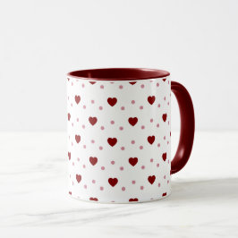 White Mug – Dark & Light Red Hearts Tasse