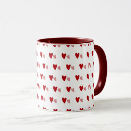 White Mug – Dark & Light Wavy Hearts Tasse