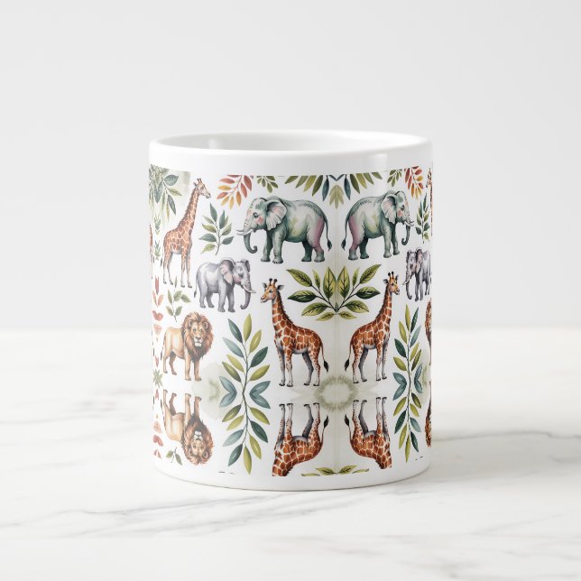 White mug featuring a vibrant jungle animal  Jumbo-Tasse (Vorderseite)