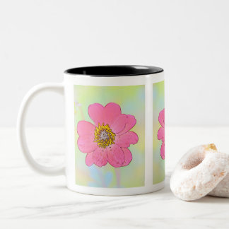 White Mug With Flowers Zweifarbige Tasse
