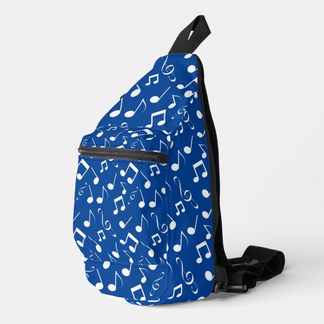 White Music Notes Design Sling Bag (Rechte Ecke)