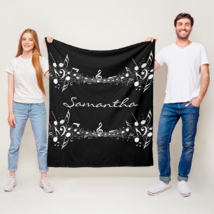 White Musical Notes Doppeldesign Fleece Blanket