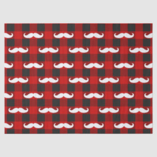 White Mustache Buffalo Kariert Black and Red Seidenpapier