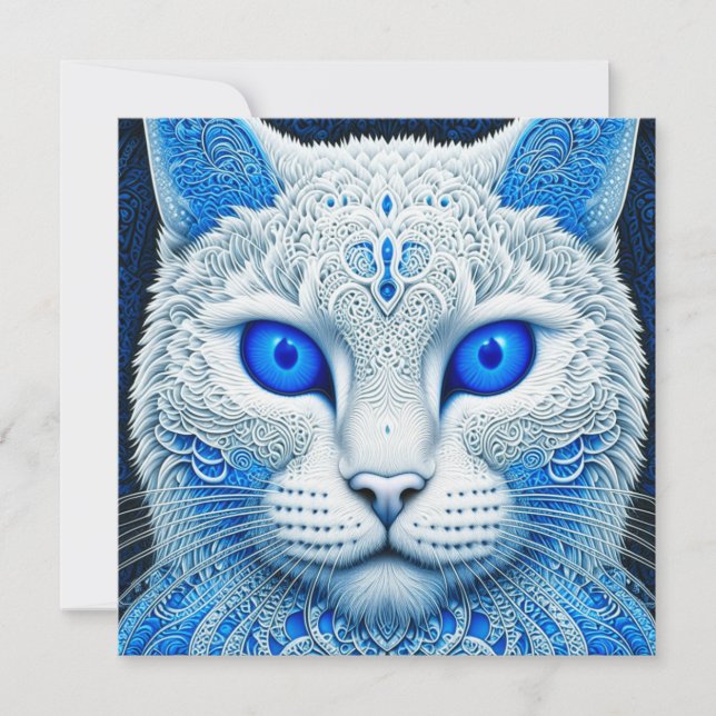 White Mystical Cat Ethereal AI Art (Vorderseite)