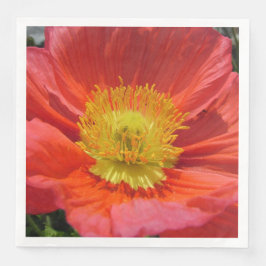 WHITE NAPKIN HAPPY ZUHAUSE POPPY RED SERVIETTE