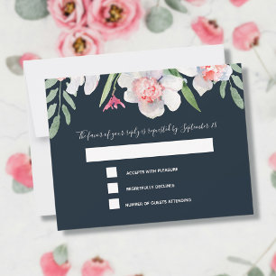 White Narcissus über Navy UAWG and Menu RSVP Karte