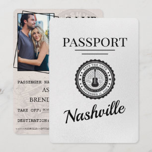 White Nashville Passport Save the Date