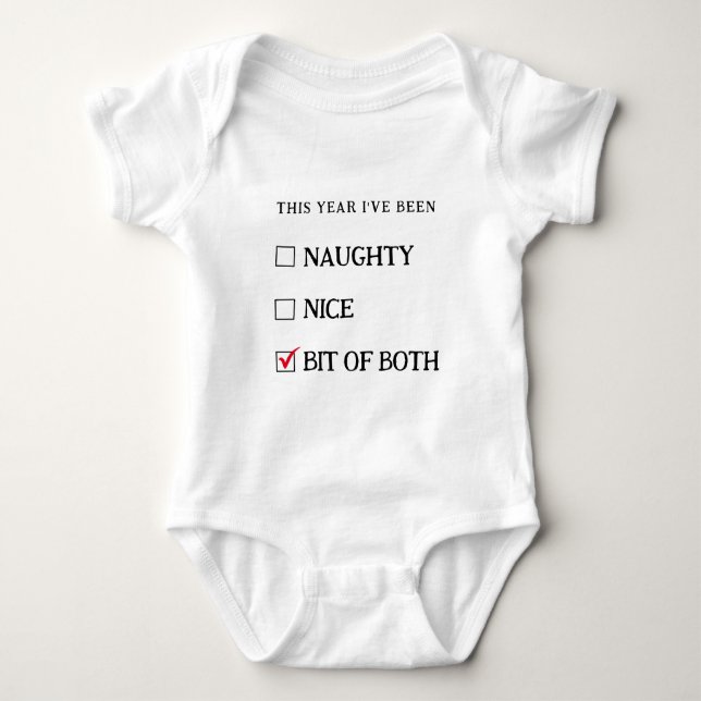 White Naughty List Niedliche Weihnachten Baby Strampler (Vorderseite)
