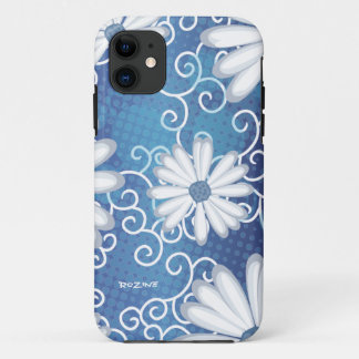 White Navy Blue Floral Tribal Daisy Tattoo Muster Case-Mate iPhone Hülle