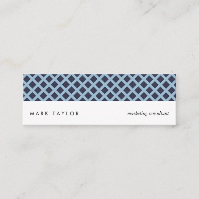 White navy blue Schar Cross modern card Mini Visitenkarte (Vorderseite)